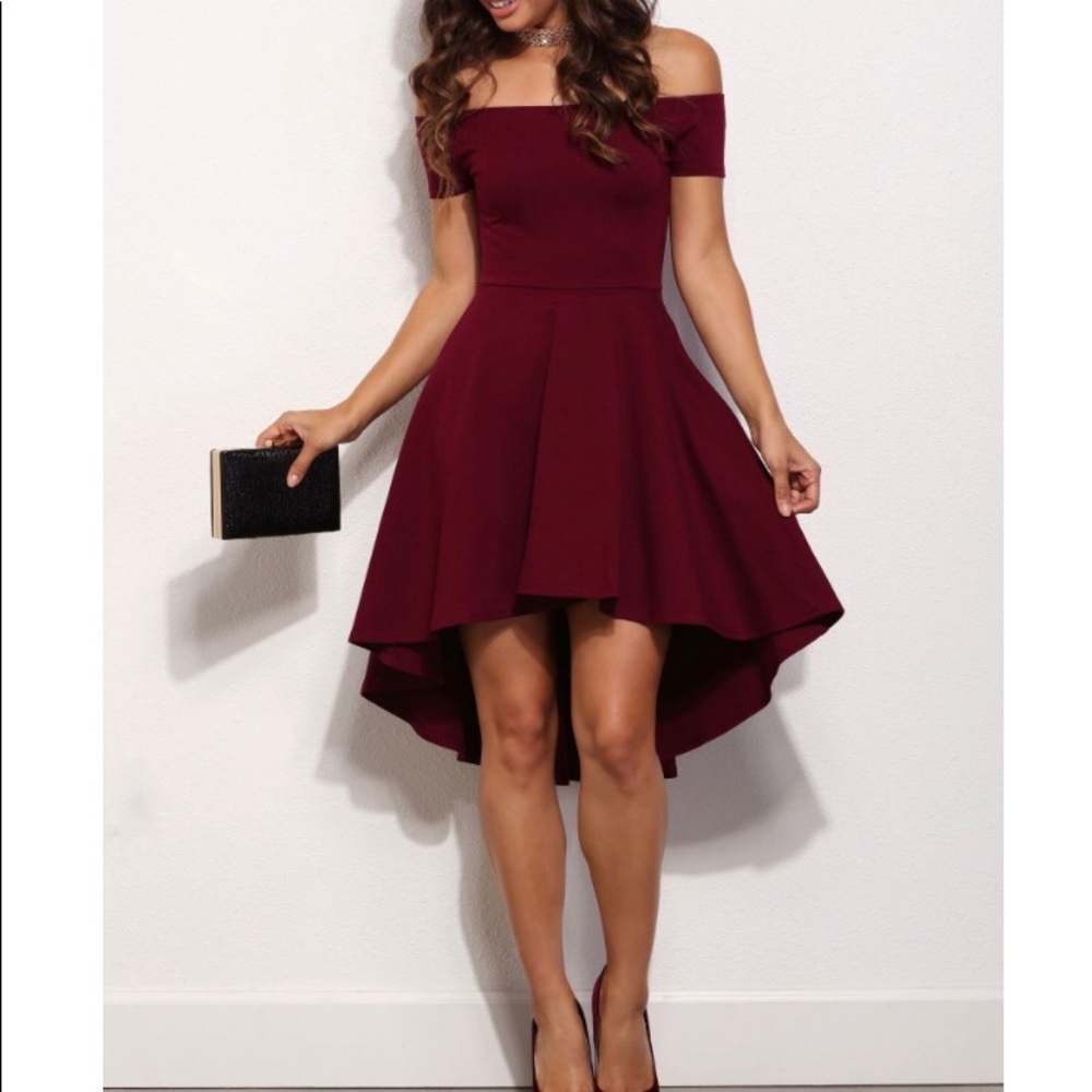 Off the Shoulder Burgundy Homecoming/Formal Dress
